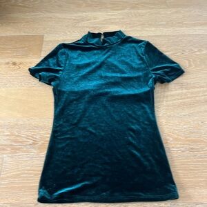 Ambiance Teal Velvet Short Sleeve Top